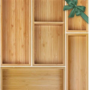 5-Piece Bamboo Drawer Organizer Set for Kitchen, Bathroom & Office