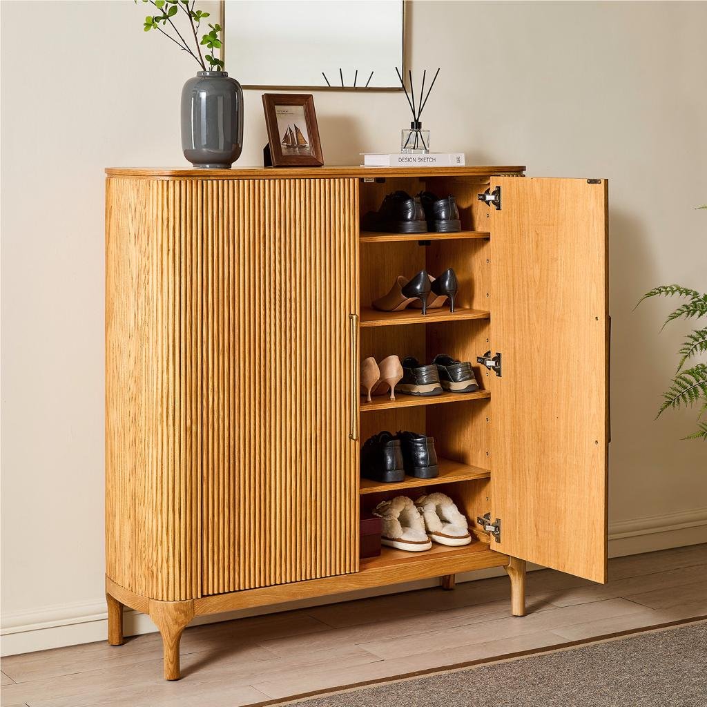 47" Oak Shoe Storage